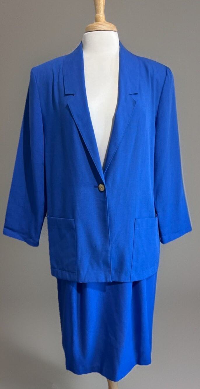 Sag Harbor 80s Power Suit Blazer & Skirt 2pc Set Women's 12/14 Career Classic
